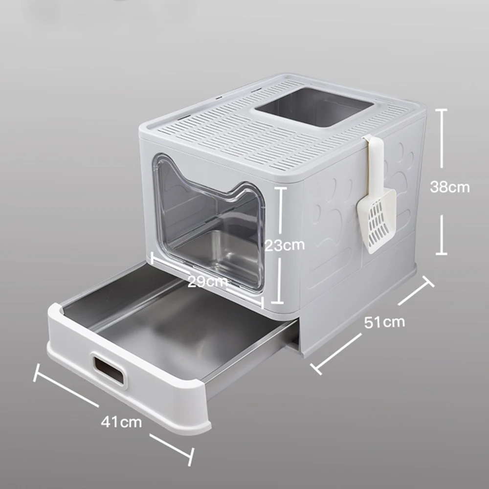 Полностью закрытый лоток для кошачьего туалета из нержавеющей стали большой тип