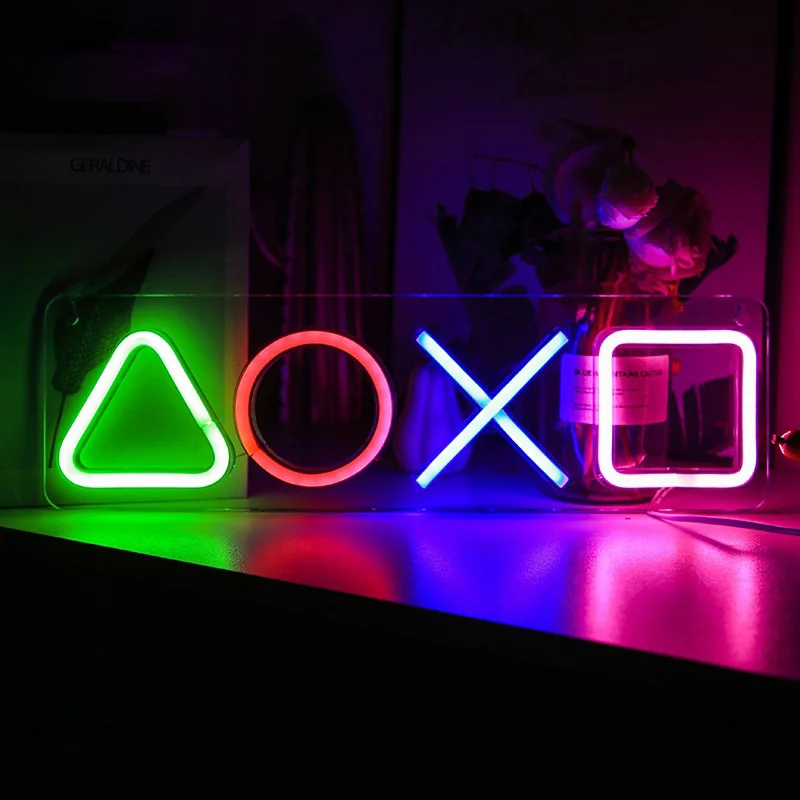 Icon Gaming PS4 Game Neon Light Sign Control Decorative Lamp Colorful Lights Game Lampstand LED Light Bar Club Wall Decor
