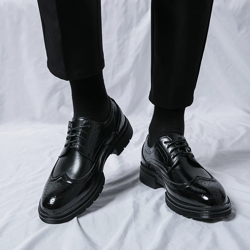Мужские туфли оксфорды ручной работы Wingtip, Черные Кожаные броги, мужские деловые кожаные туфли, Классические деловые официальные мужские туфли