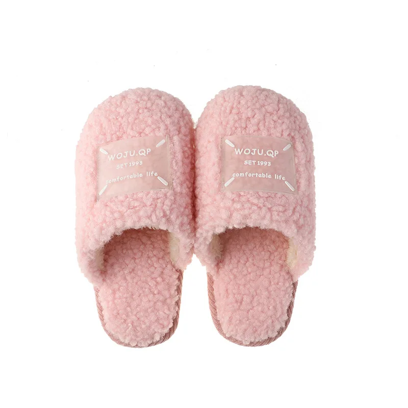 Plush Warm Home Slippers Women Cotton Soft Comfortable Winter Men Pink Shoes Indoor For Bedroom Fluffy Slipper Lovers Couples