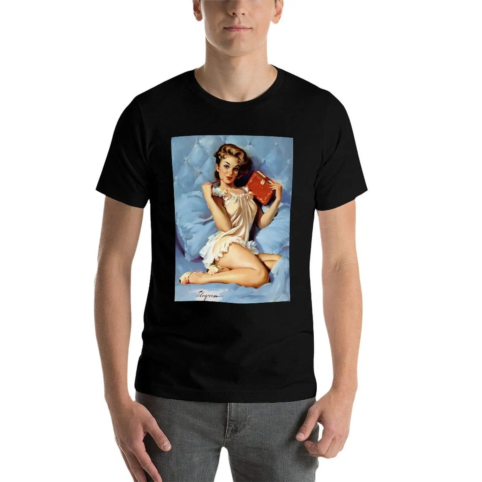 Фото Футболка Pin-Up Girl - Elvgren - винтажная базовая однотонная футболка для весны и лета №4