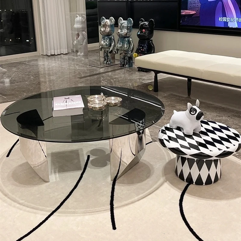 

Minimalist Coffee Table Designer Advanced Stainless Steel Glass Tea Table Small Table for Bedroom Storage Coffee Table