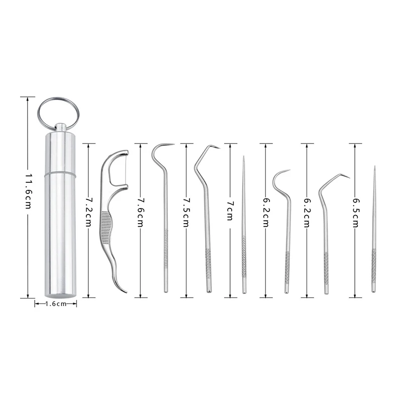

7pcs Portable Stainless Steel Metal Toothpick Bag Set Reusable Environmental Protection with Holders for Outdoor Picnic Camp