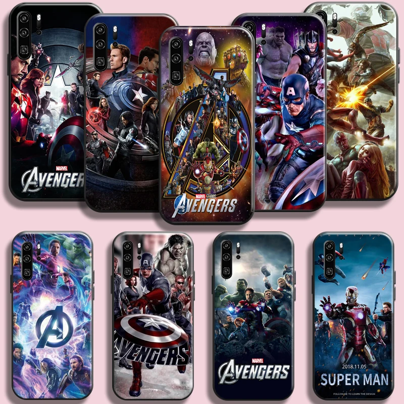 

Marvel Avengers Poster Phone Case For Huawei P50 P40 P30 P20 Pro Lite 5G P Smart Z Carcasa Liquid Silicon Cases TPU Back Cover