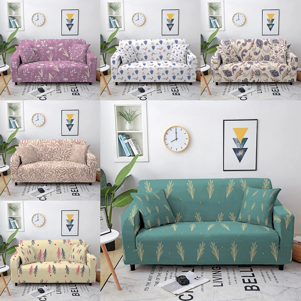 

Однотонный эластичный чехол для дивана с золотыми листьями для гостиной, секционный угловой Чехол для мебели, защита для дивана на 1/2/3/4 места
