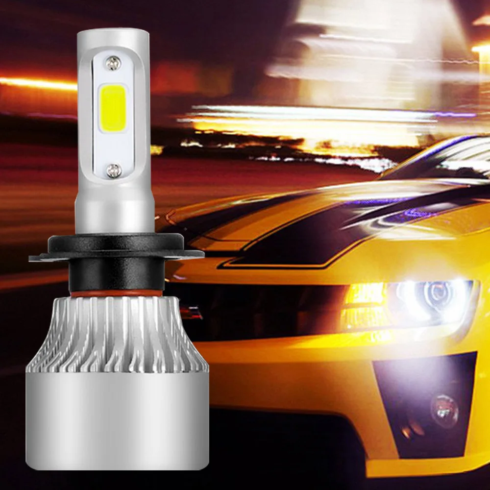 

2pcs Universal Car H7 Led Lights 6500K Headlight 72W Bulb Universal Super Bright Lamps White High Power High Low Beam Spot Light