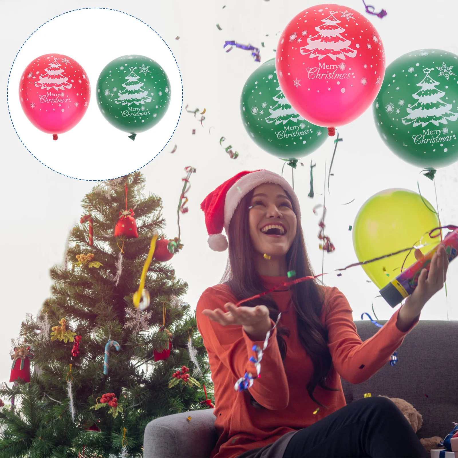 

100pcs Christmas Balloons Colourful Merry Decorative Balloon Latex Balloons for Engagement Birthday