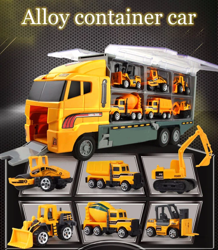 Kids Truck Engineering Fire Model Toy Car Container Carrier Vehicles 6PCS Mini Alloy Diecast Gifts | - Цена: 3777.8