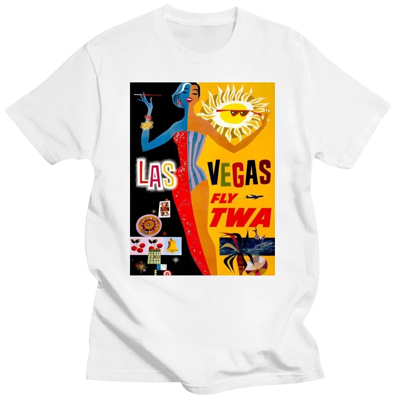 Винтажная черная футболка Лас-Вегаса 1960-х годов Art Twa S M L Xl Xxl Xxxl хлопковая по