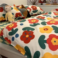 korean style broken flower bedding set duvet cover set 200x220 couple full bed sheets king queen size bedroom covers for home
