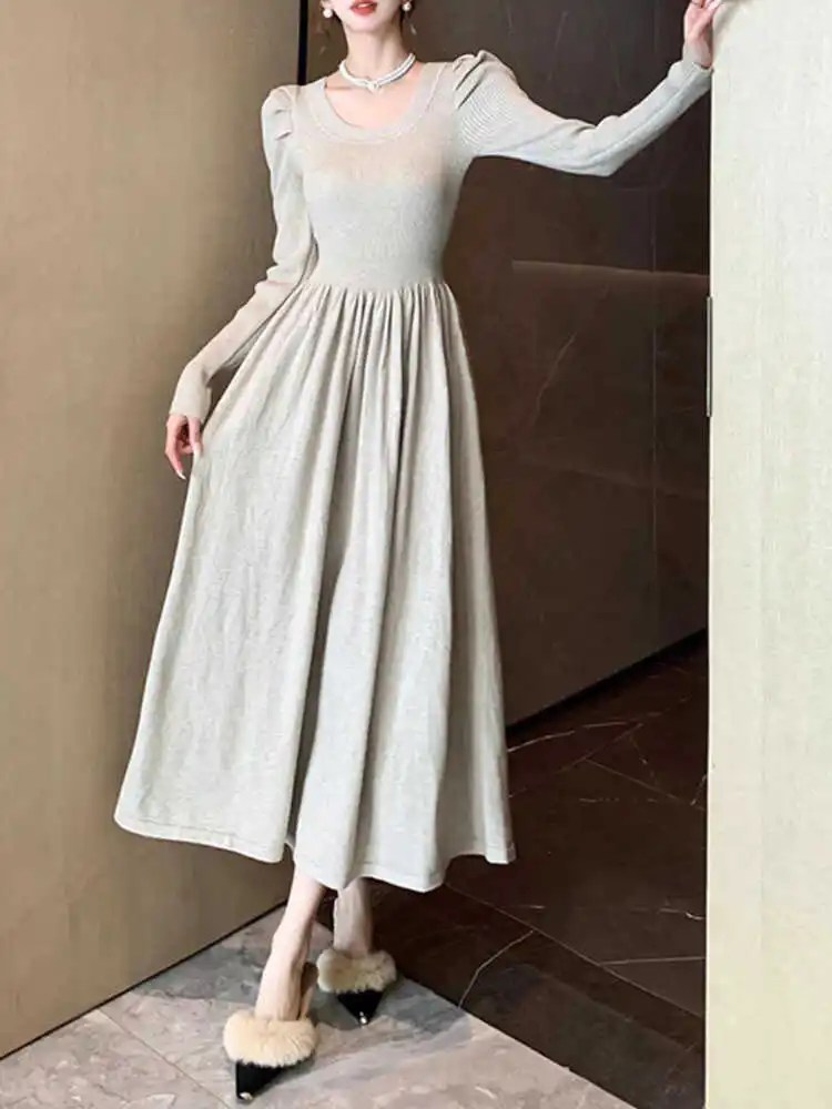 Весна осень и зима с пальто. Трикотажное платье. Новые женские французские брюки.