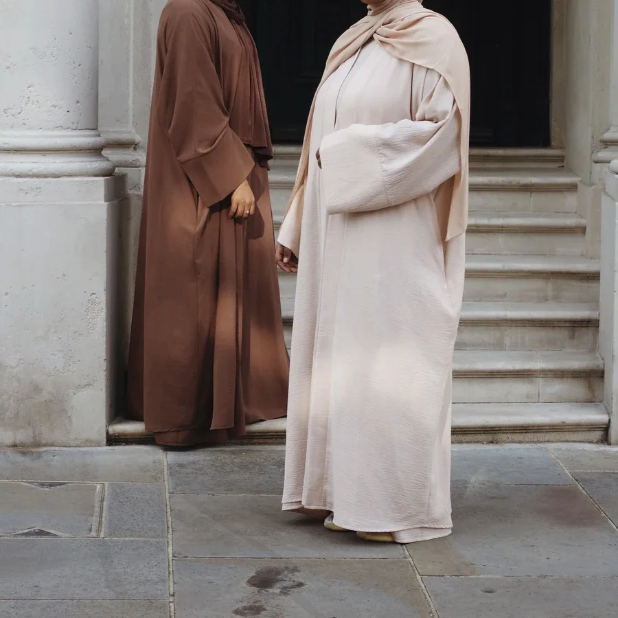

Рамадан Абая для женщин Дубай комплекты для мусульман обычная 2 шт. Hijab костюм с индейкой открытая абайя с внутренней отделкой без рукавов