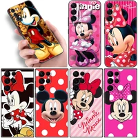 cute pink mickey minnie phone case for samsung galaxy s22 s21 ultra s20 fe s8 s9 s10e s10 plus lite s7 edge 5g black soft cover
