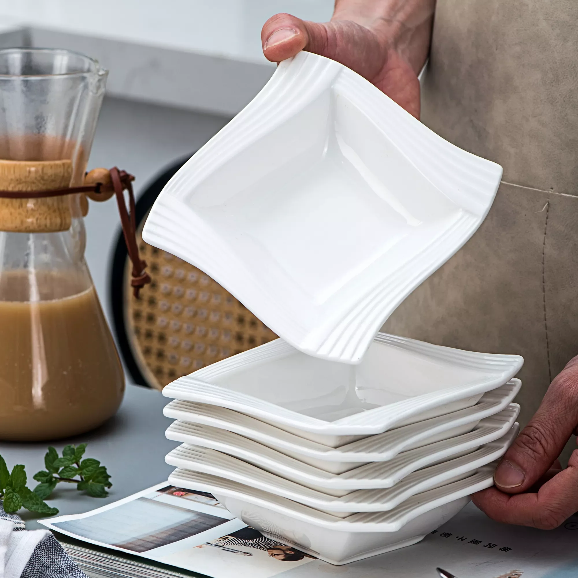 

Amparo 6-Piece 5.5" Ivory White Porcelain China Ceramic Cream White 12 Ounce Cereal Bowls Soup Salad Bowls
