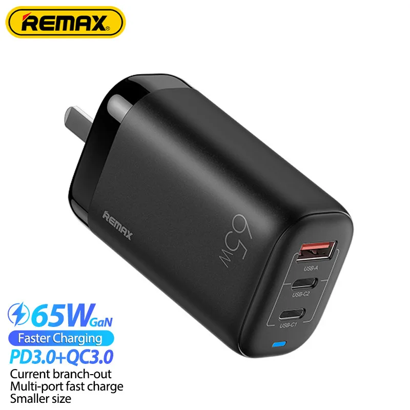 

Remax Mini 65W Gan Fast Charger 1A2C Output For iPhone/Samsung/Xiaomi/Mac/iPad/Tablet/Laptop PD+QC Quick Charging