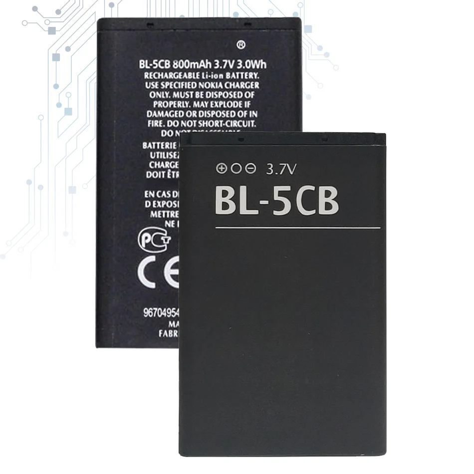 

BL-5CB сменная батарея для Nokia 3108 2135 6086 6108 6230 6820 7610 N72 N91 100 101 103 105 109 111 113 1000 1282 800 мАч