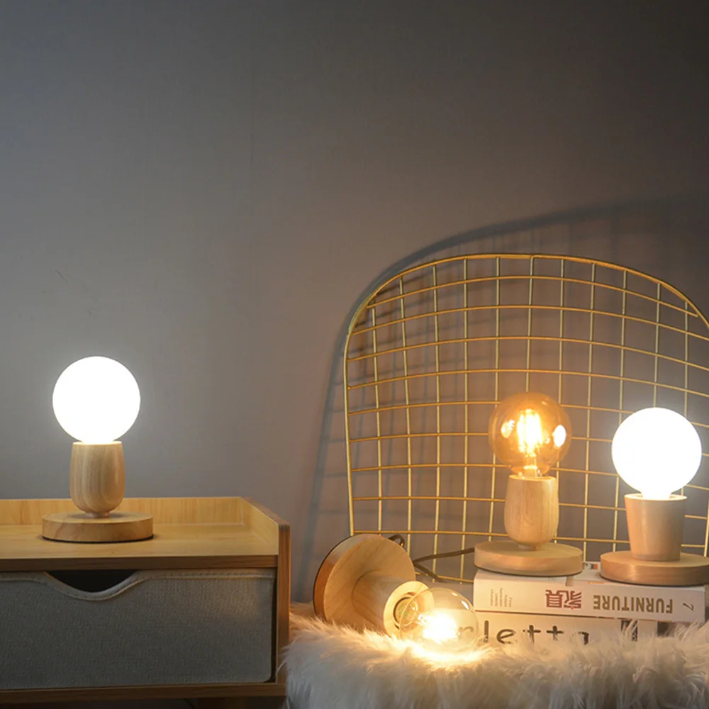 Винтажная настольная лампа в стиле ретро деревянный декоративный прикроватный