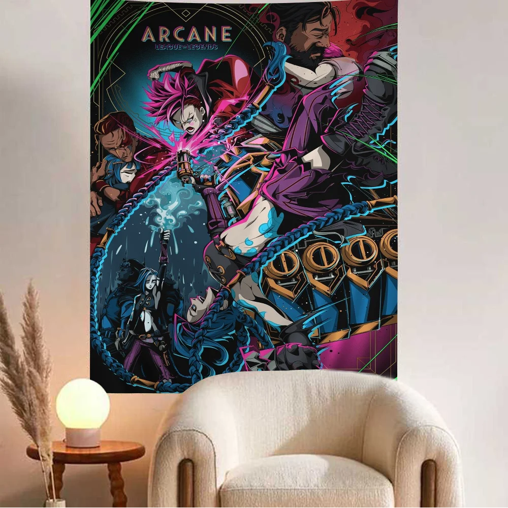 Arcane Jinx L-Lols Cartoon Tapestry For Living Room Home Dorm Decor INS