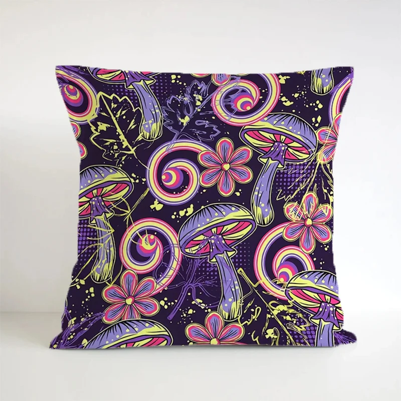 

Флуоресцентные наволочки в виде грибов 45*45 Роскошные диванные подушки квадратные подушки подарок короткая плюшевая наволочка Двусторонняя наволочка