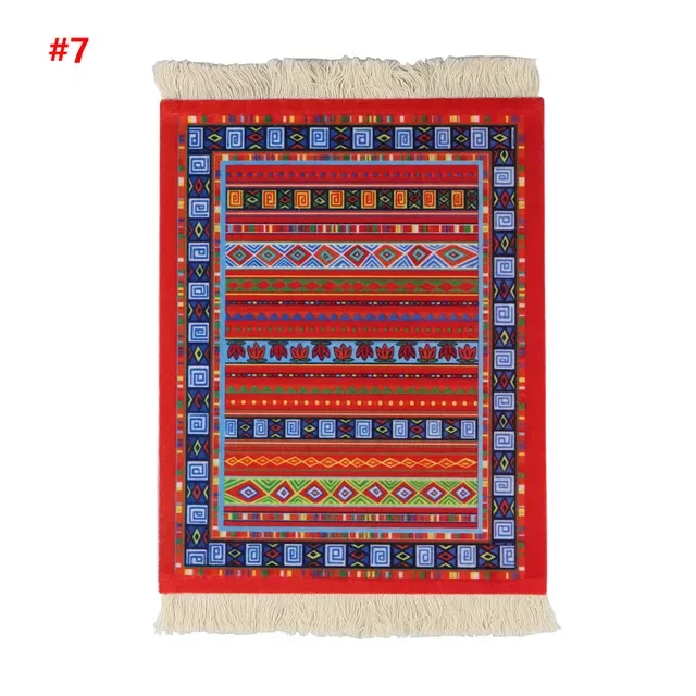 

Mini Woven Rug Mat Mousepad Retro Style Carpet Pattern Cup laptop PC Mouse Pad with Fring Home Office Table Decor Craft