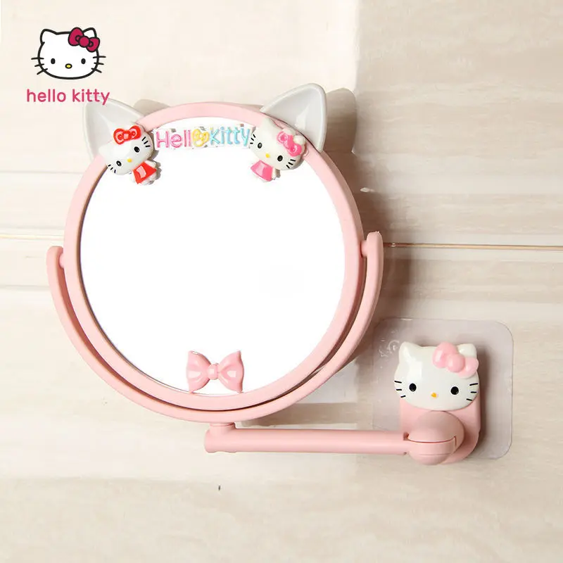 

Hello Kitty Cartoon Mirror Wall-Mounted Punch-Free Cosmetic Mirror Bathroom round Mirror Retractable Mirror