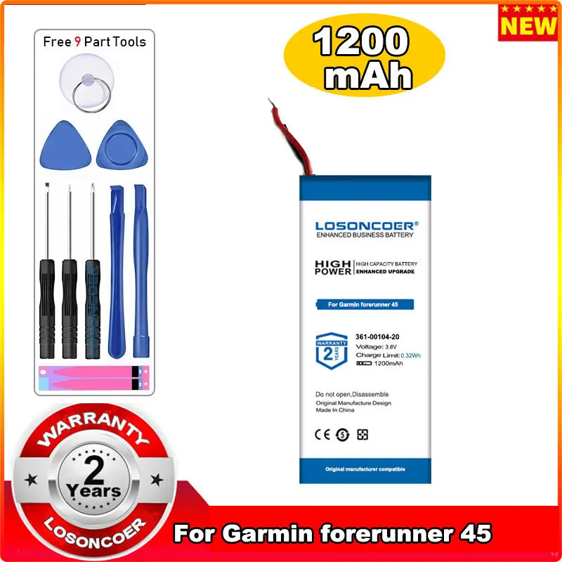 LOSONCOER 1200mAh 361-00104-20 для Garmin Forerunner 45 Forerunner45 спортивные часы для бега