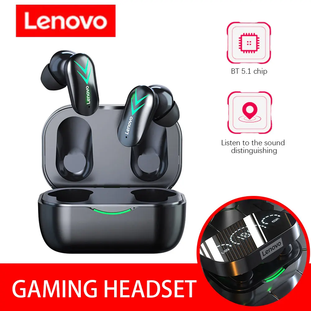 

Lenovo XT82 Headphones Mirror Digital Display Wireless Bluetooth-compatible 5.1 Headset Sports Earbuds Earphone Black
