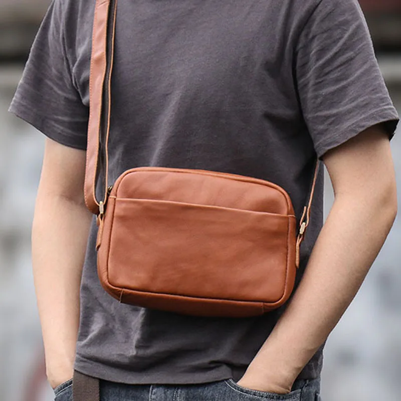 AETOO  Men's first layer cowhide messenger bag leather retro shoulder bag simple handmade Japanese Harajuku trend brand small ba