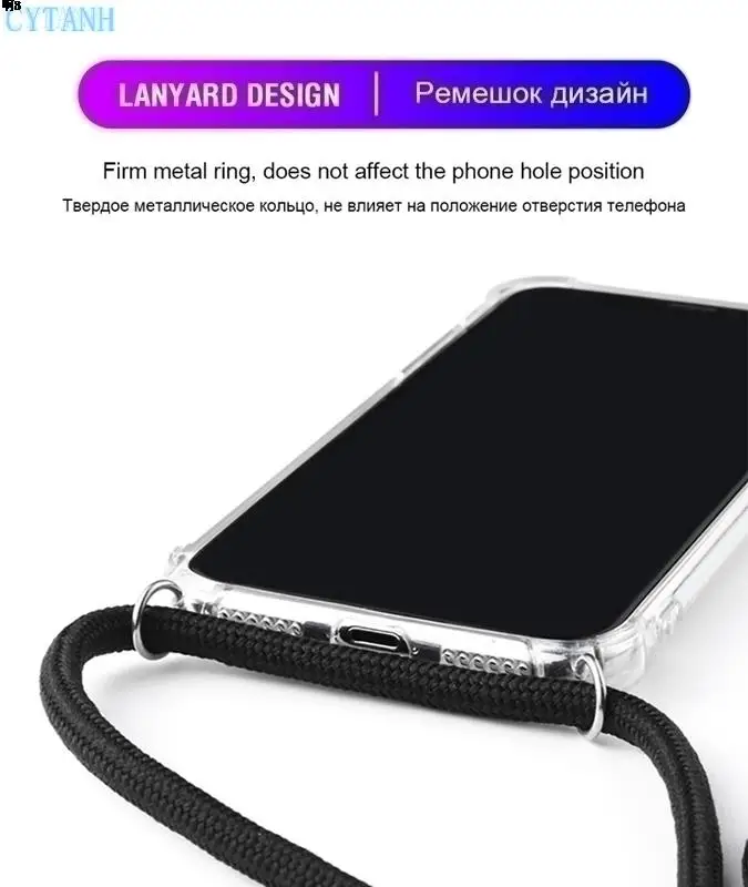 Прозрачный мягкий чехол для телефона с диагональным пролетным веревкой Huawei Honor 10X