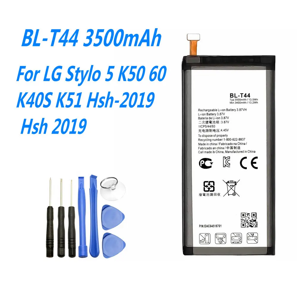 

BL-T43 BL-T44 BL-T45 BL-T46 BL-T47 BL-T48 BL-T49 Battery For LG G8S ThinQ LM-G810 Stylo5 Q720 K50 V60 LMG900TM K510 STYLO 6 Q730