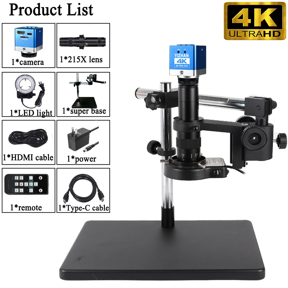 

Цифровой микроскоп YIZHAN 4K UHD 1080P 60MP промышленный микроскоп с объективом 215X для инструментов для ремонта смартфонов/ремонта ювелирных изделий