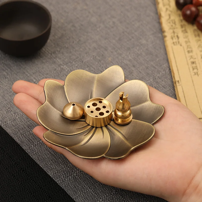 

Incense holder incense holder indoor line incense burner brass aroma diffuser antique ornaments Taoist agarwood incense holder