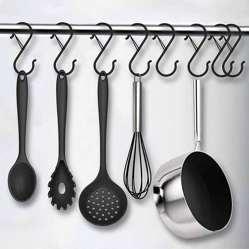 

S Hook Kitchen Bathroom Free Punching S-shape Hook Cabinet Door Coat Towel Hat Hanger Metal Windproof Garden Flower Pot Hanger