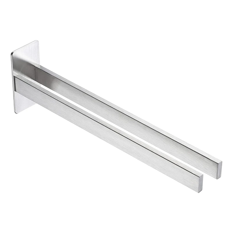 

Towel Holder, Double Square, Stainless Steel Bathroom Towel, Rail, No Drilling, Self-Adhesive, Wall-Mounted