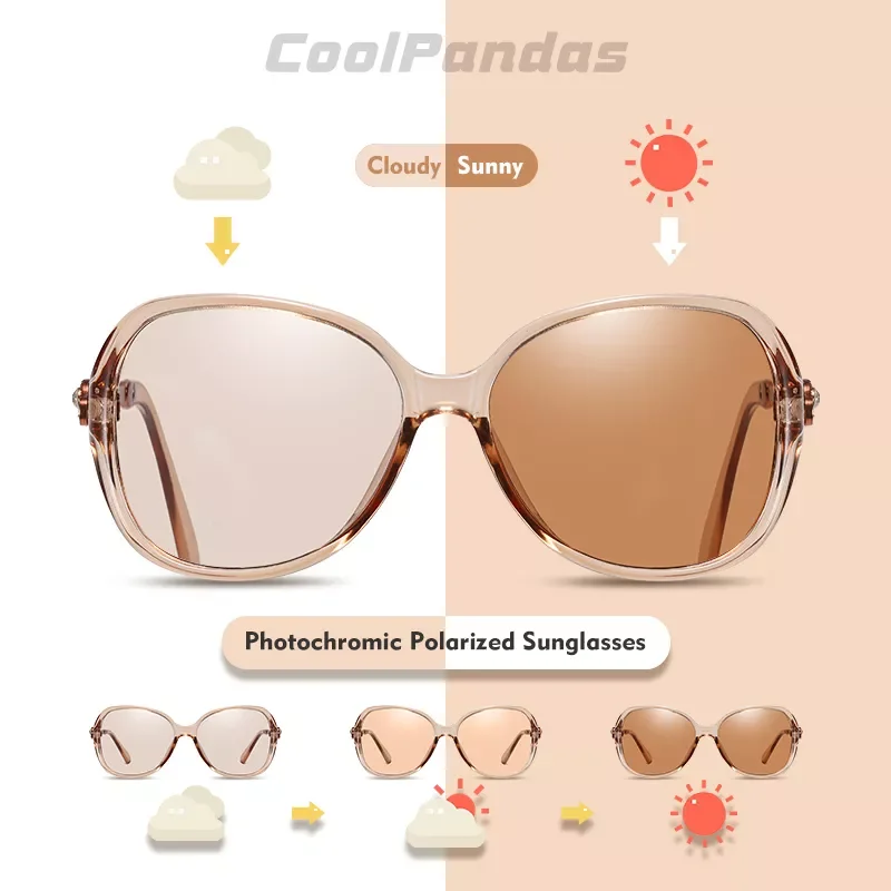 

Очки солнцезащитные женские фотохромные, поляризационные очки-хамелеон, тонированные антибликовые солнечные очки для вождения