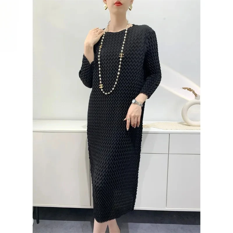 Женское плиссированное платье миди Miyake летнее высококачественное ручной работы