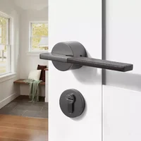 Black Leather Door Handle Door Lever Set Bedroom Door Handles for Interior Doors Bathroom Lock Set
