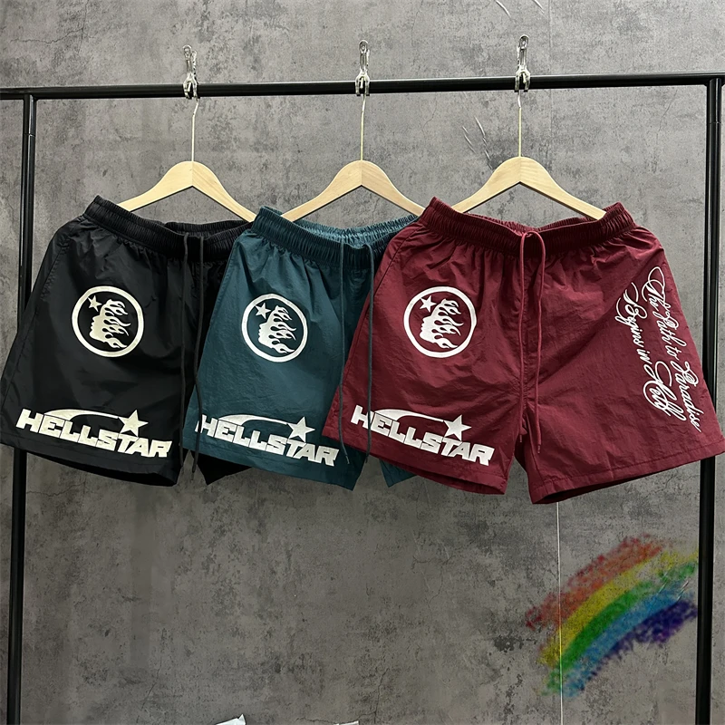 

Нейлоновые шорты Hellstar Studios для мужчин и женщин, верхняя версия 2024ss, водонепроницаемые бриджи из сетчатой ткани на шнурке
