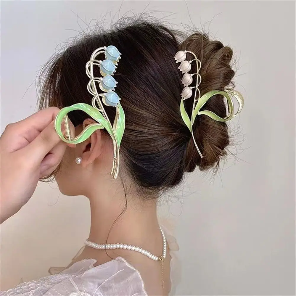 

Headwear Elegant Styling Tools Hair Claws Barrettes Bluebell Flower Hair Clip Frog Buckle Hairpin Metal Hairgrip