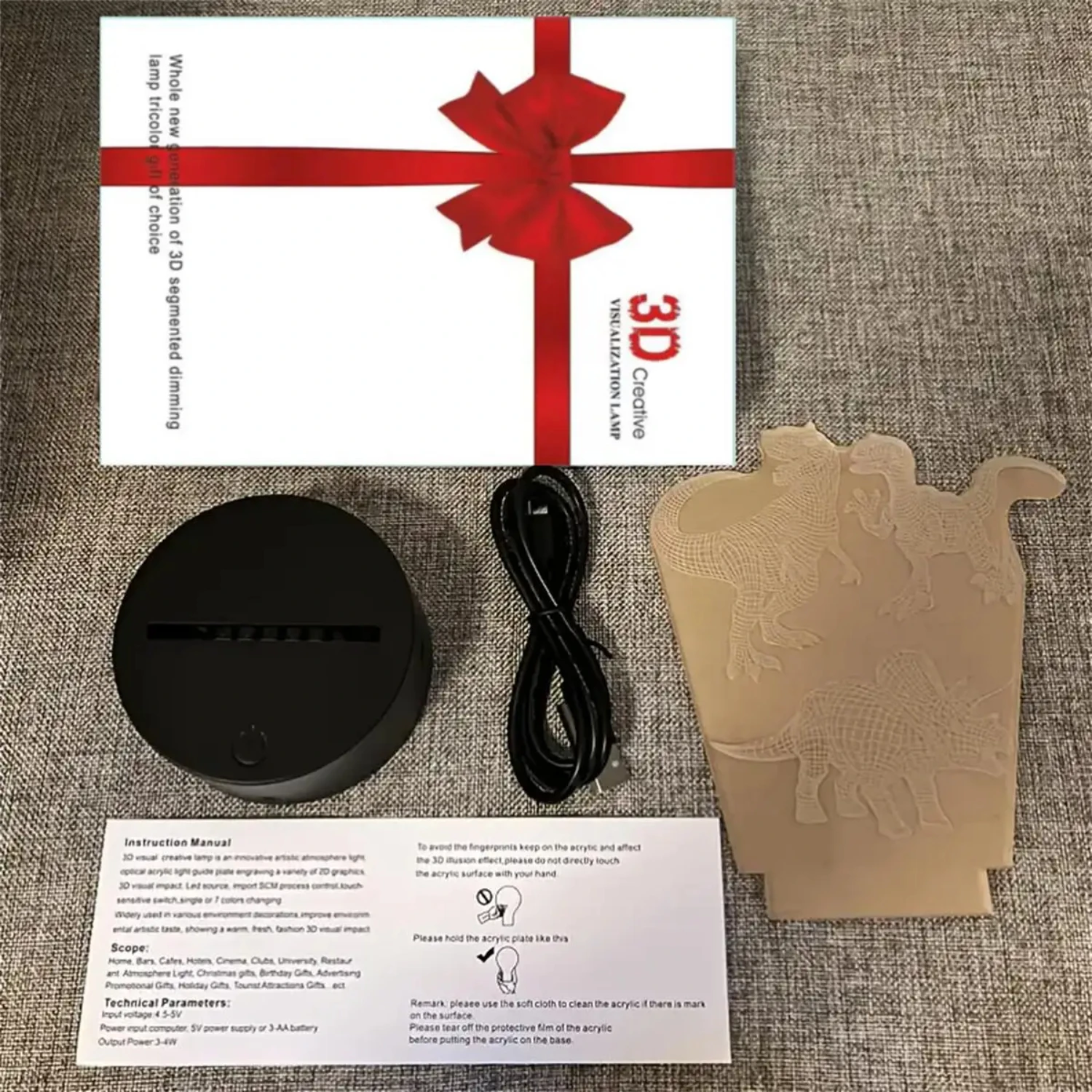 1 шт. 3D ночник с динозавром оптическая иллюзия лампа 7-цветным меняющимся