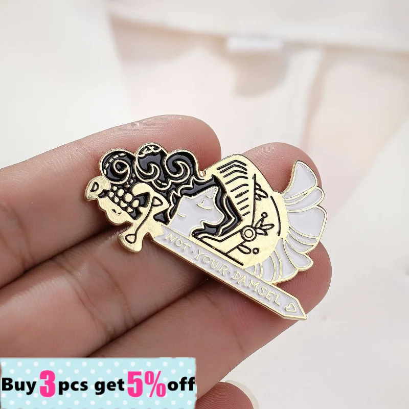 Wholesale Feminist Enamel Pins 'not Your Damsel' and 'i Can Save Myself' Brooch Bag Lapel Badge Jewelry Gifts for Friends |