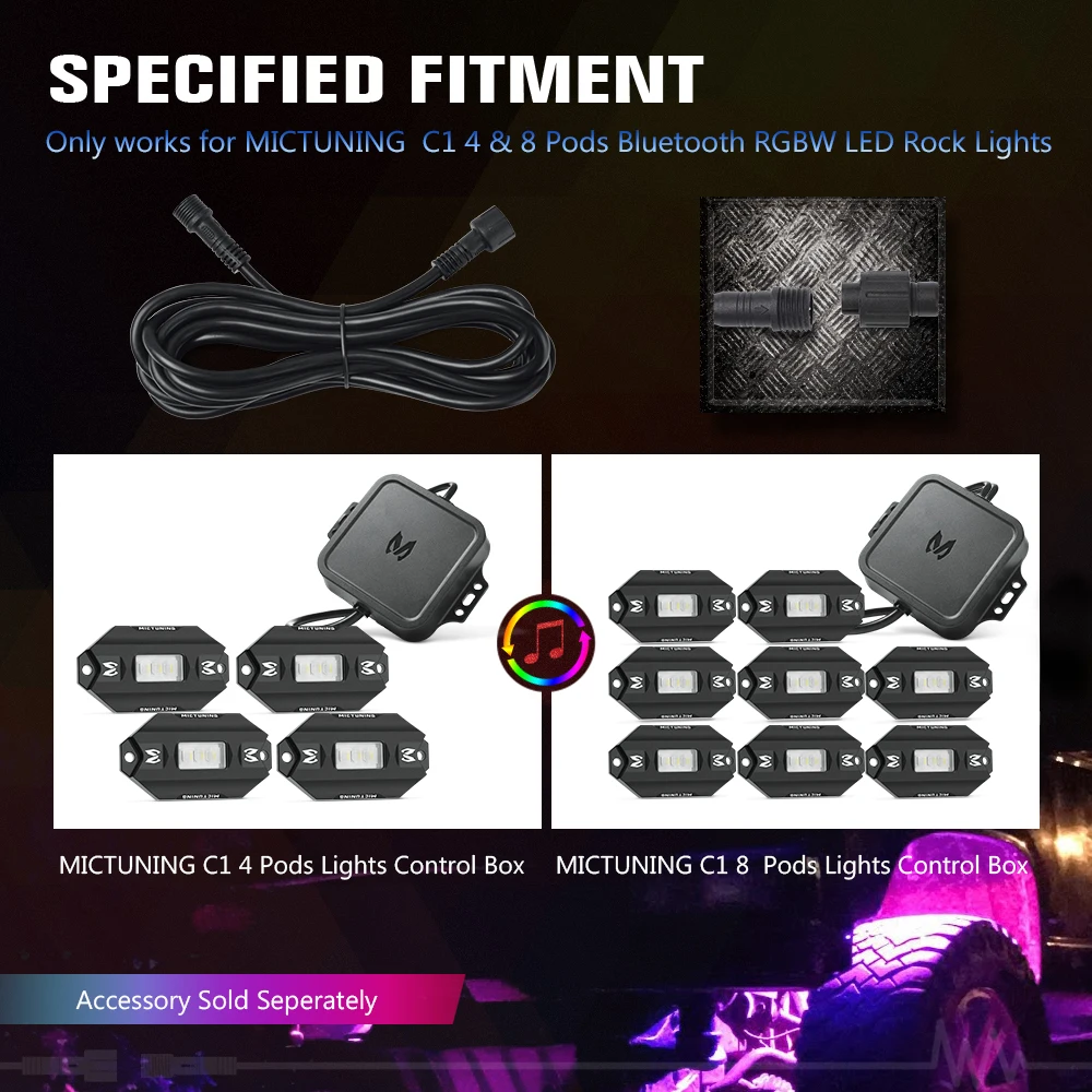 MICTUNING C1 C2 10 футов Удлинительный кабель Провод для 4 и 8 капсул RGB Светодиодные