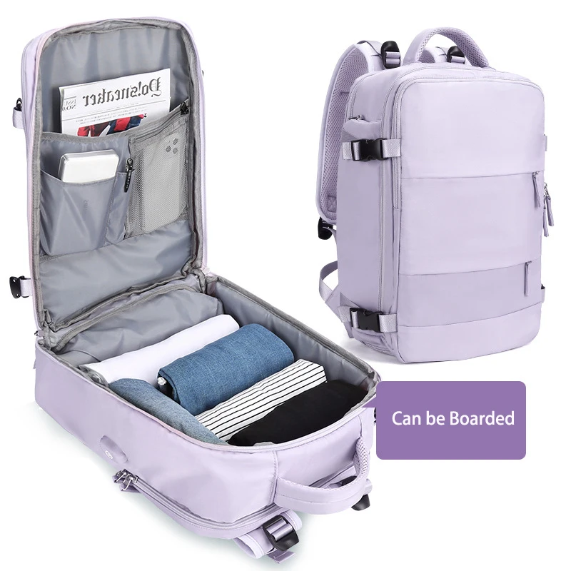 Large Capacity Women Backpack Teenage Girl USB Charging Laptop Backpack Independent Shoe Bag Travel Business Outdoor Backpack