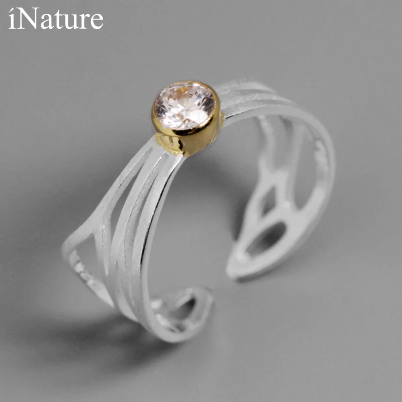 

INATURE Elegant 925 Stering Silver Zircon Butterfly Wings Ring for Women Fashion Jewelry