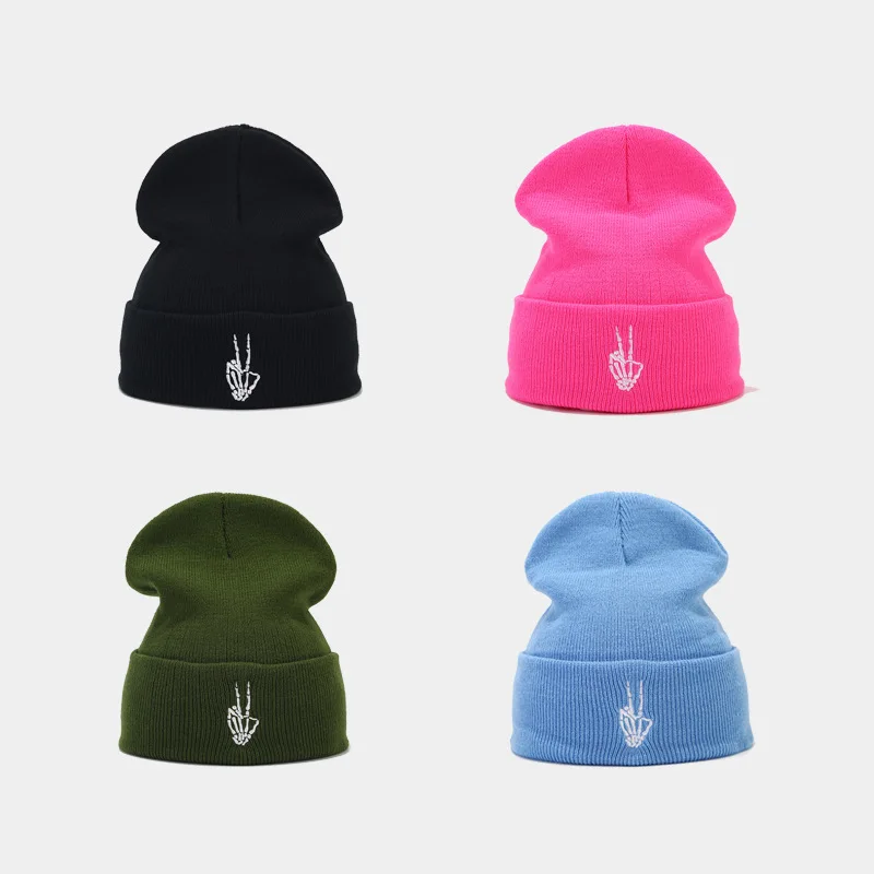 

2023 Street Knitted Beanies Winter Hats Finger Embroidery Beanies Men Women Outdoor Windproof Warm Unisex Casual Casual Cap
