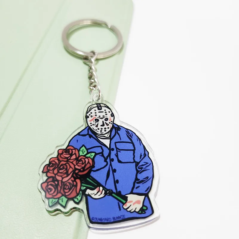 

New Valentine's Day Key Chain Horror Art Acrylic Women's Fashion Jewelry Horror Funny Key Ring Novelty Women's Jewelry Gifts