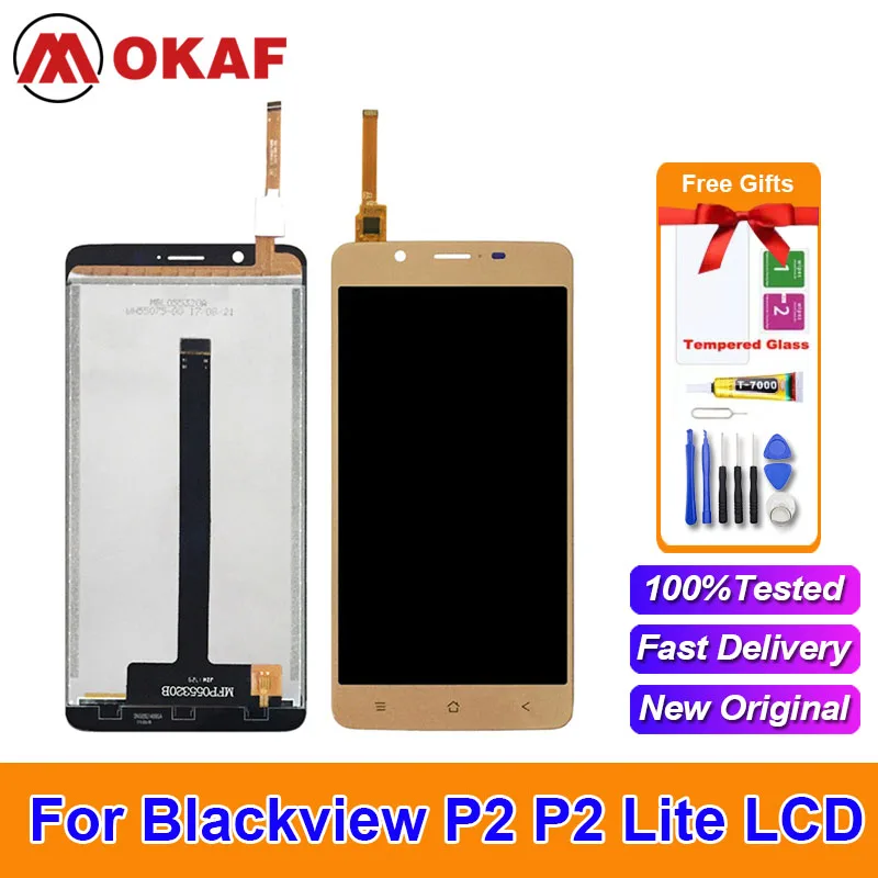 

OKANFU Original 5.5" Blackview P2 P2 Lite LCD Display Screen+Touch Glass Digitizer Assembly Replacement for blackview p2