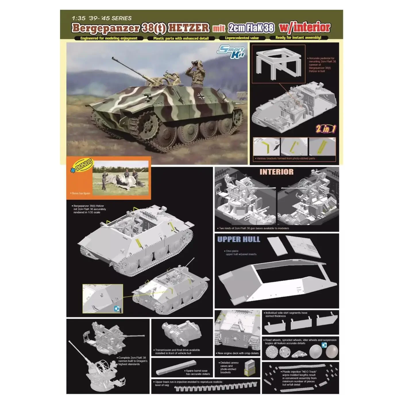 DRAGON 6399 135 Bergepanzer 38(t) HETZER mit 2 см FlaK 38 (art.: 3920c8183f237) - 3920c8183f237