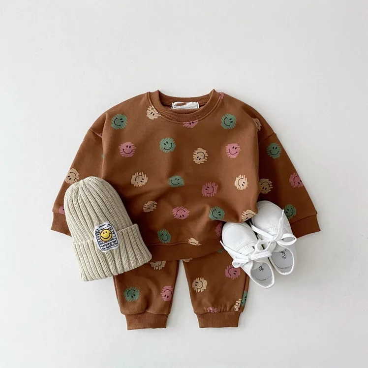 

Fall Boutique Outfits Baby Boy Outfit Cute Kawaii Cartoon Clothes Sets 2pcs Smiley Korean Style Designer Baby Clothing Girls