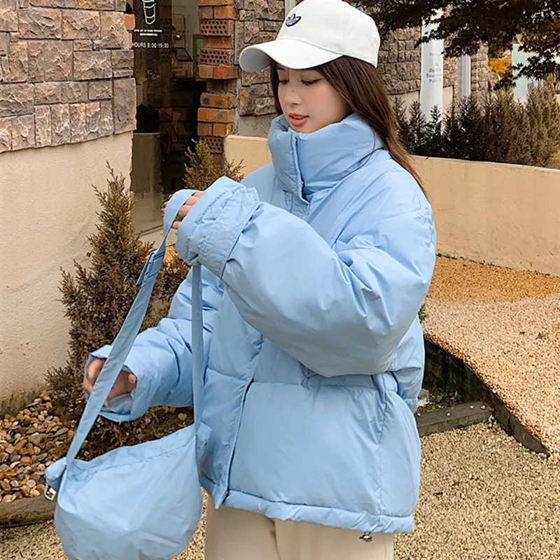 

Winter New Women's Down Cotton Jacket Loose Korean Version Stand Collar Short Cotton Jacket Thickened Cotton-padded Jacket